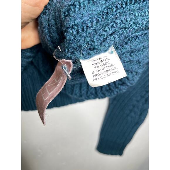 GREY by Jason Wu 100% Wool THICK Teal Blue Sweater Size Small Chunky Kint - Picture 4 of 6